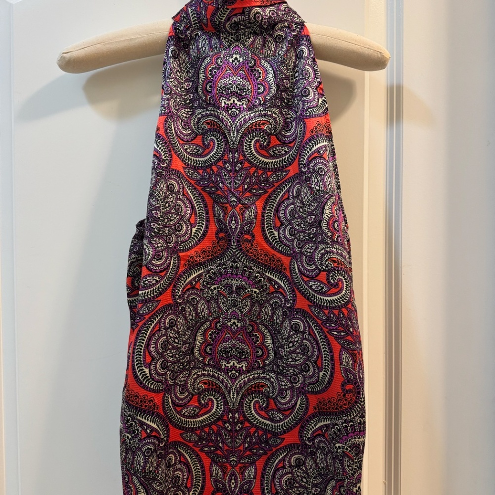 The Limited Paisley Halter Neck Top — Red & Purple — Size M